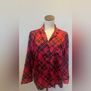 Victoria's Secret Satin Nightshirt Pajama Top
Button Down Plaid Red black small